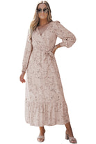 Surplice Neck Bubble Sleeve Maxi Dress with Sash