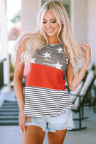 American Flag Color Block Sleeveless Top