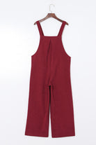 Solid Color Corduroy Wide Leg Bib Overalls