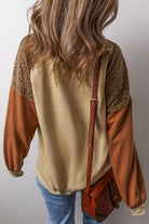 Lace Patchwork Colorblock Drop Shoulder Sweatshirt