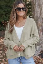 Buttons Front Pocketed Sweater Cardigan