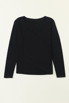 V Neck Center Seam Long Sleeve Tee