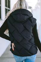 Quilted Zipper Front Hooded Vest Coat