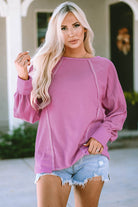 Exposed Seam Round Neck Terry Pullover