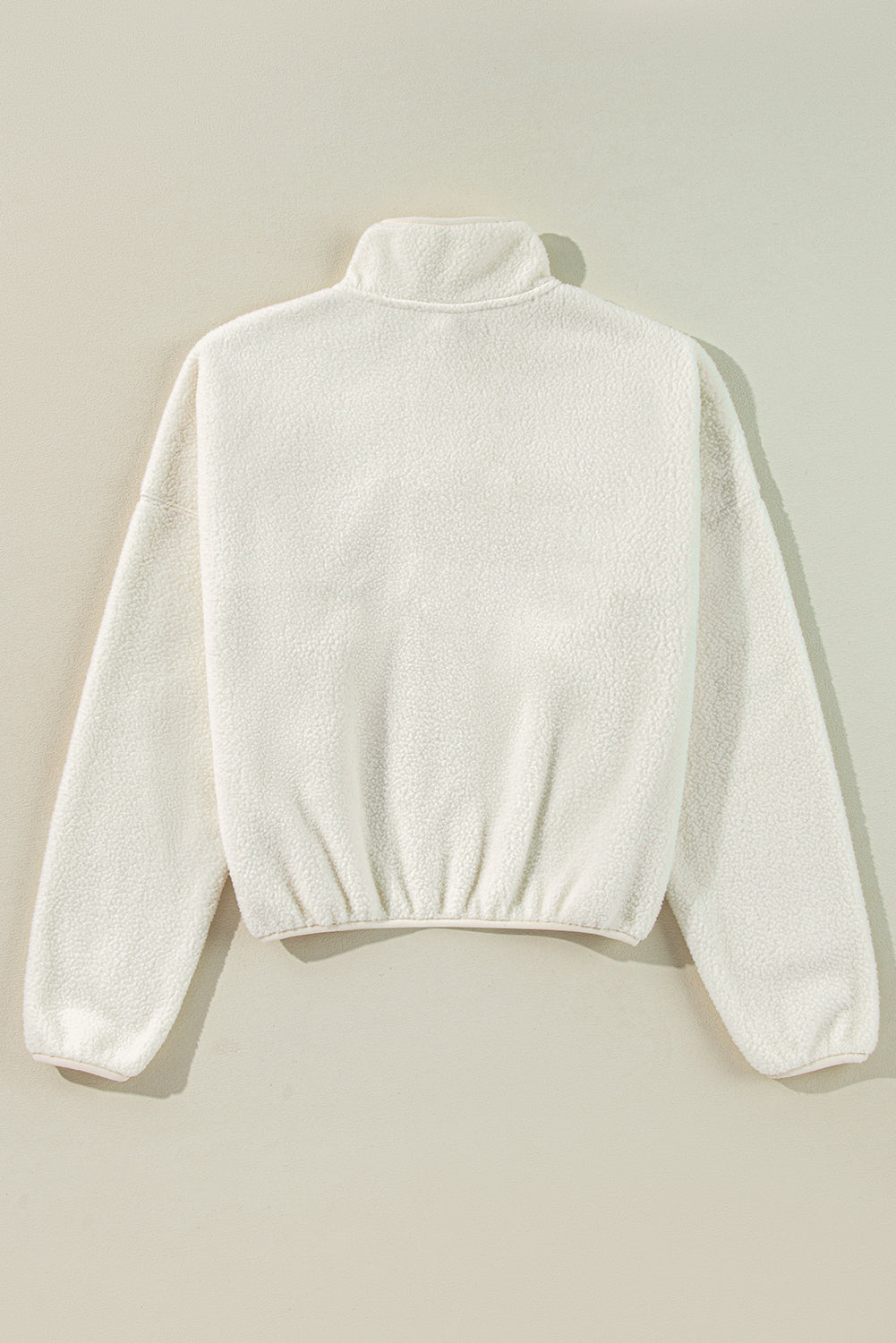 Fleece Placket Turn-down Collar Drop Shoulder Sweatshirt