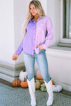 Mixed Plaid Button Down Long Sleeve Chest Pocket Shirt