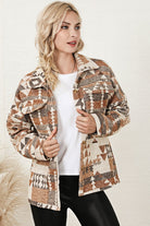 Aztec Print Flap Pocket Button-up Jacket