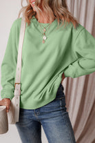 Solid Fleece Lined Drop Shoulder Terry Sweatshirt