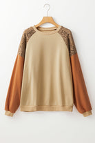 Lace Patchwork Colorblock Drop Shoulder Sweatshirt