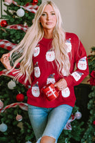 Fiery Red Sequined Christmas Santa Clause Graphic Sweatshirt