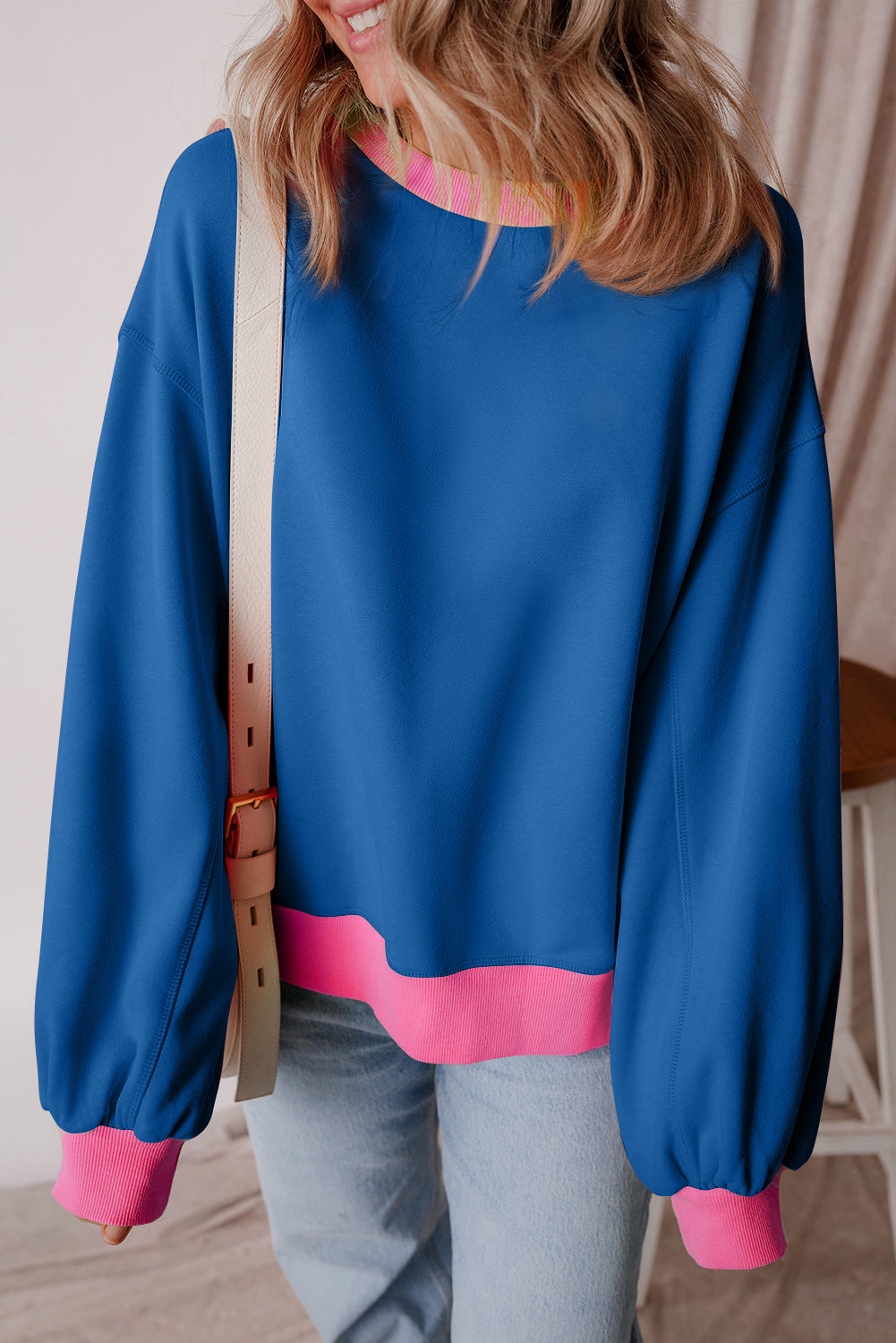 Colorblock Bubble Sleeve Sweatshirt