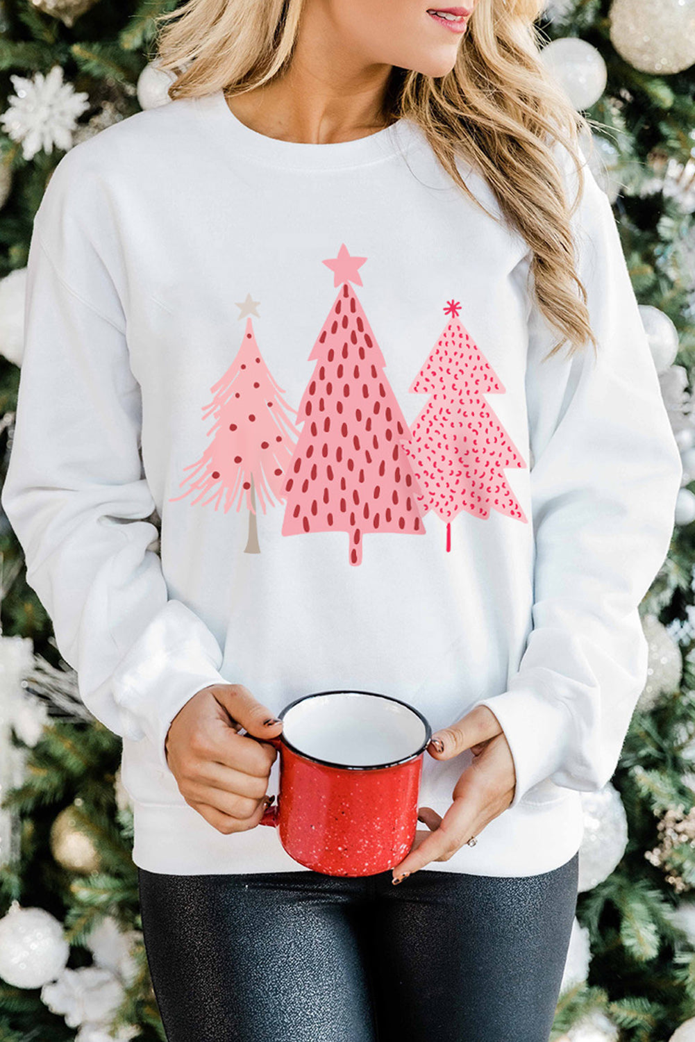 Christmas Tree Dots Print Pullover Sweatshirt