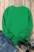 Solid Round Neck Raglan Sleeve Sweatshirt