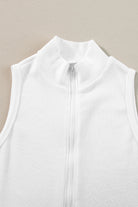 Zip up Mock Neck Ribbed Sleeveless Bodysuit