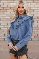 Denim Ruffled Casual Top