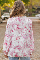 Vibrant Floral Printed Ruffle Trim Blouse