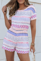 Multicolor Aztec Print Short Sleeve Romper