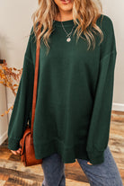 Oversized Drop Shoulder Split Hem Sweatshirt