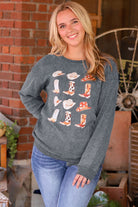 Boots & Cowboyhat Graphic Corded Sweatshirt