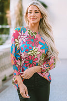 Floral Print Bracelet Sleeve Blouse