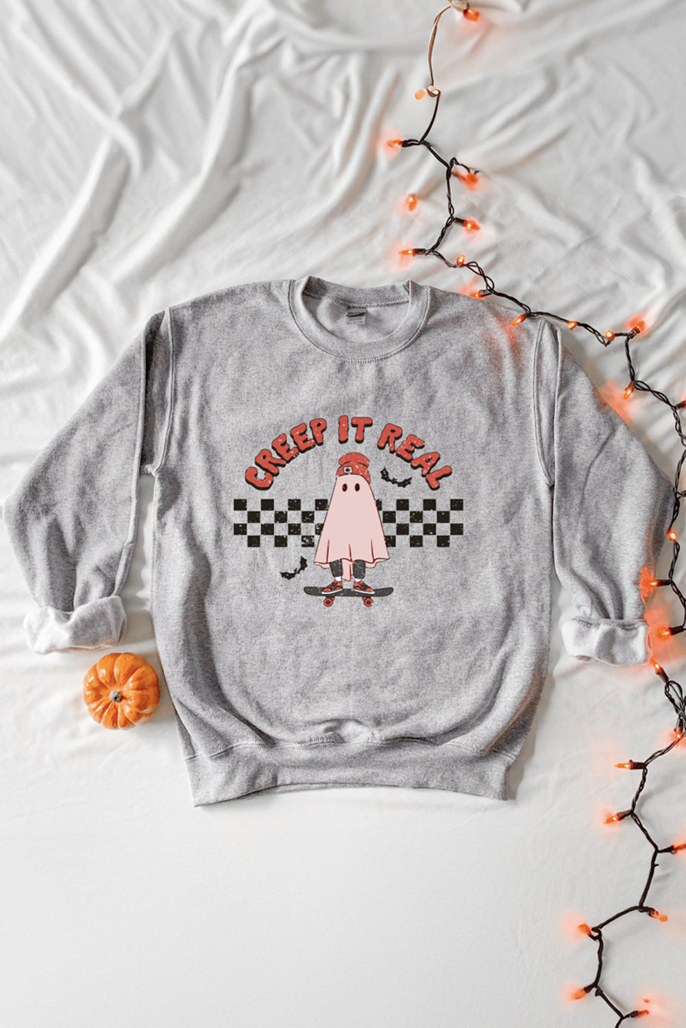 Creep It Real Ghost Print Plus Size Sweatshirt