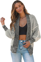 Chunky Waffle Knit Oversized Collar Cardigan