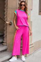 Color Block Detail Casual Two-piece Set