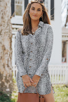 Long Sleeve Animal Print Shirt Dress