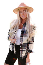 Distressed Raw Edge Plaid Print Shirt