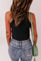 Rib Knit Crew Neck Sleeveless Crop Top