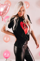 Love Heart Shaped Glitter Print T Shirt