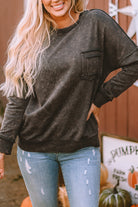 Acid Wash Drop Shoulder Long Sleeve Sweatshirt with Pockets