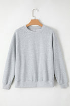 Solid Fleece Lined Drop Shoulder Terry Sweatshirt