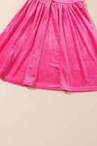 Rose Frilled Neck Smocked Bodice Velvet Dress