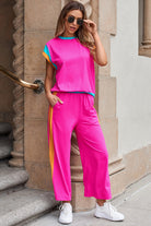 Color Block Detail Casual Two-piece Set