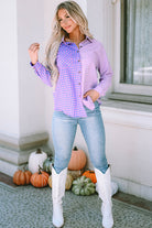 Mixed Plaid Button Down Long Sleeve Chest Pocket Shirt