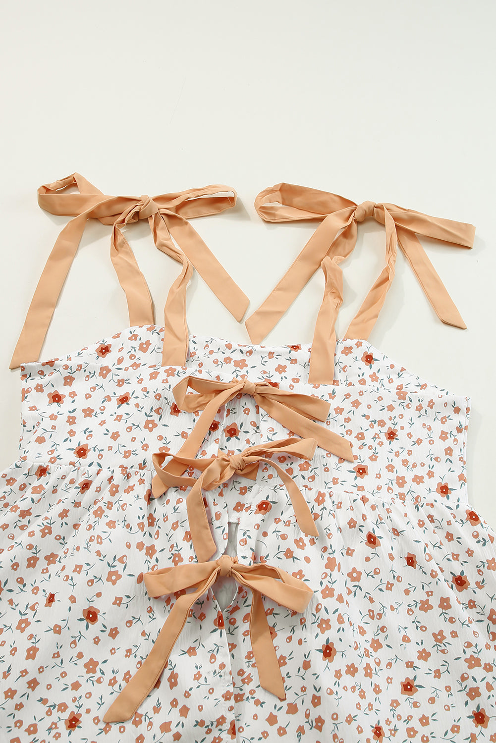 Tied Shoulder Floral Print Babydoll Tank