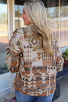 Aztec Print Flap Pocket Button-up Jacket