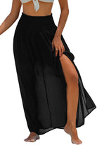 Shirred High Waist Chiffon Split Beach Maxi Skirt