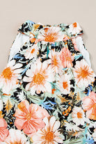 Boho Floral Print Knotted Halter Ruffled Maxi Dress