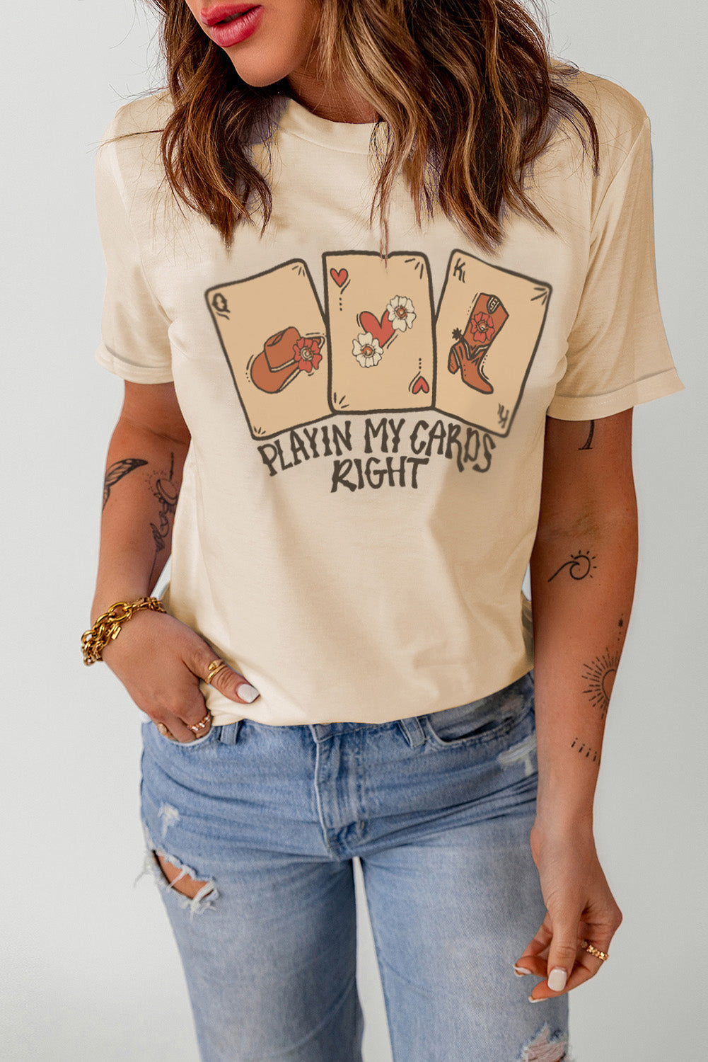 Western PLAYING MY CARDS RIGHT Graphic T Shirt