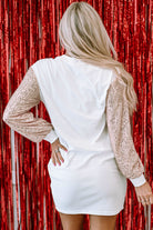 Sequin Puff Sleeve Shift Mini Dress