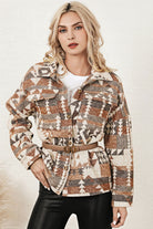 Aztec Print Flap Pocket Button-up Jacket