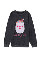 Sequin HO HO HO Santa Claus Graphic Corded Sweatshirt