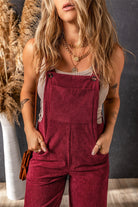 Solid Color Corduroy Wide Leg Bib Overalls