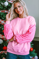 Sequin Patchwork Long Sleeve Pullover Top