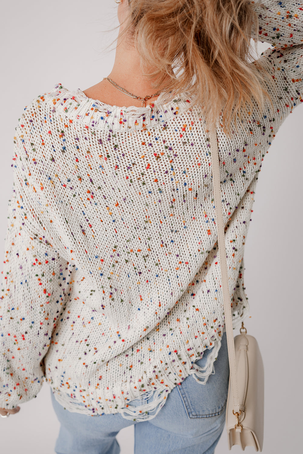 Colorful Confetti Distressed Knit Sweater