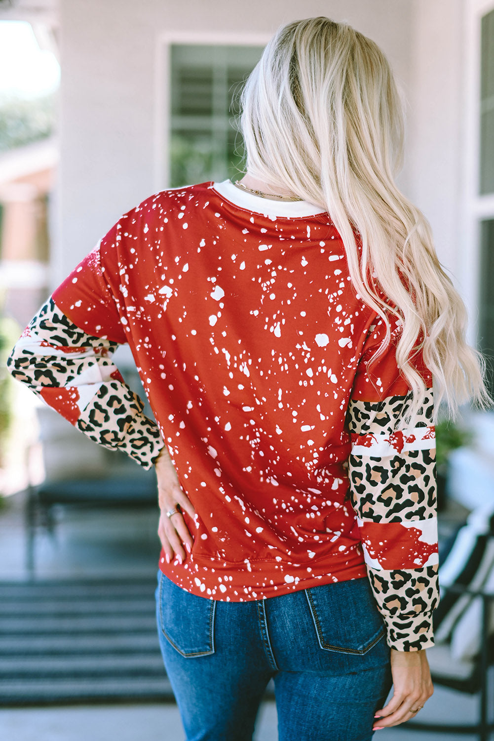 Tie-Dye Leopard Long Sleeve Top