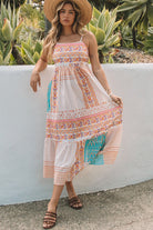 Boho Patchwork Print Square Neck Sundress