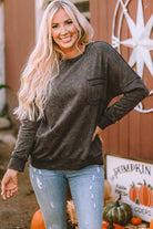 Acid Wash Drop Shoulder Long Sleeve Sweatshirt with Pockets